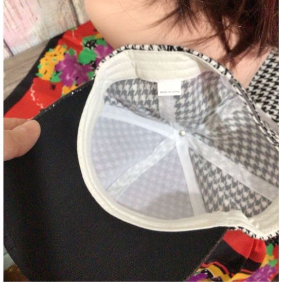 NWT Houndstooth Pattern Cap Ball Cap Hat Adjustable Back 💕❤️ - Picture 9 of 10